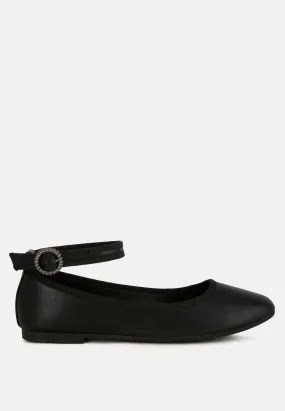 Ankle Strap Detail Ballet Flats By Ruw