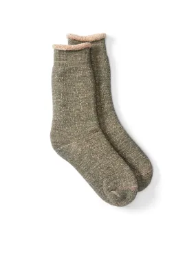 Ro To To Double Face Crew Socks Green Brown