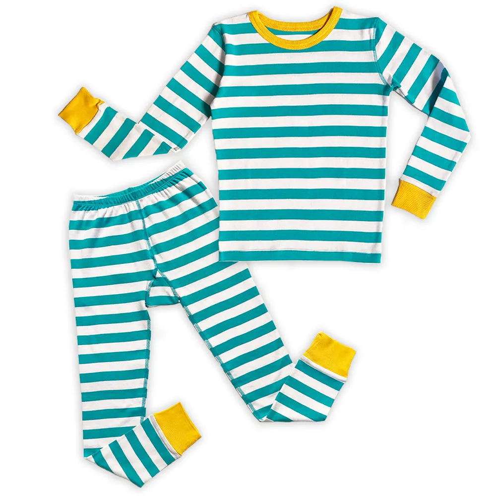 100% Organic Cotton Long Sleeve Pajamas for Kids: Stripes