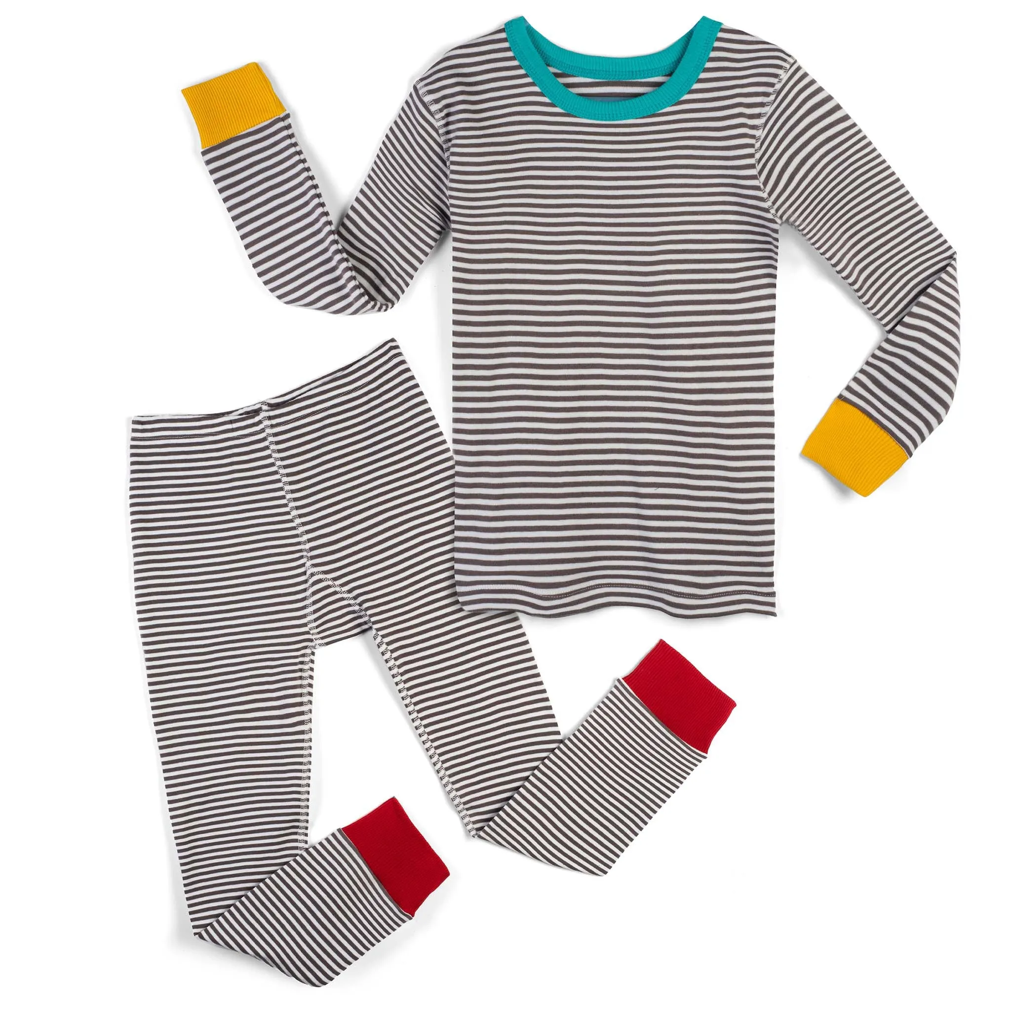 100% Organic Cotton Long Sleeve Pajamas for Kids: Stripes