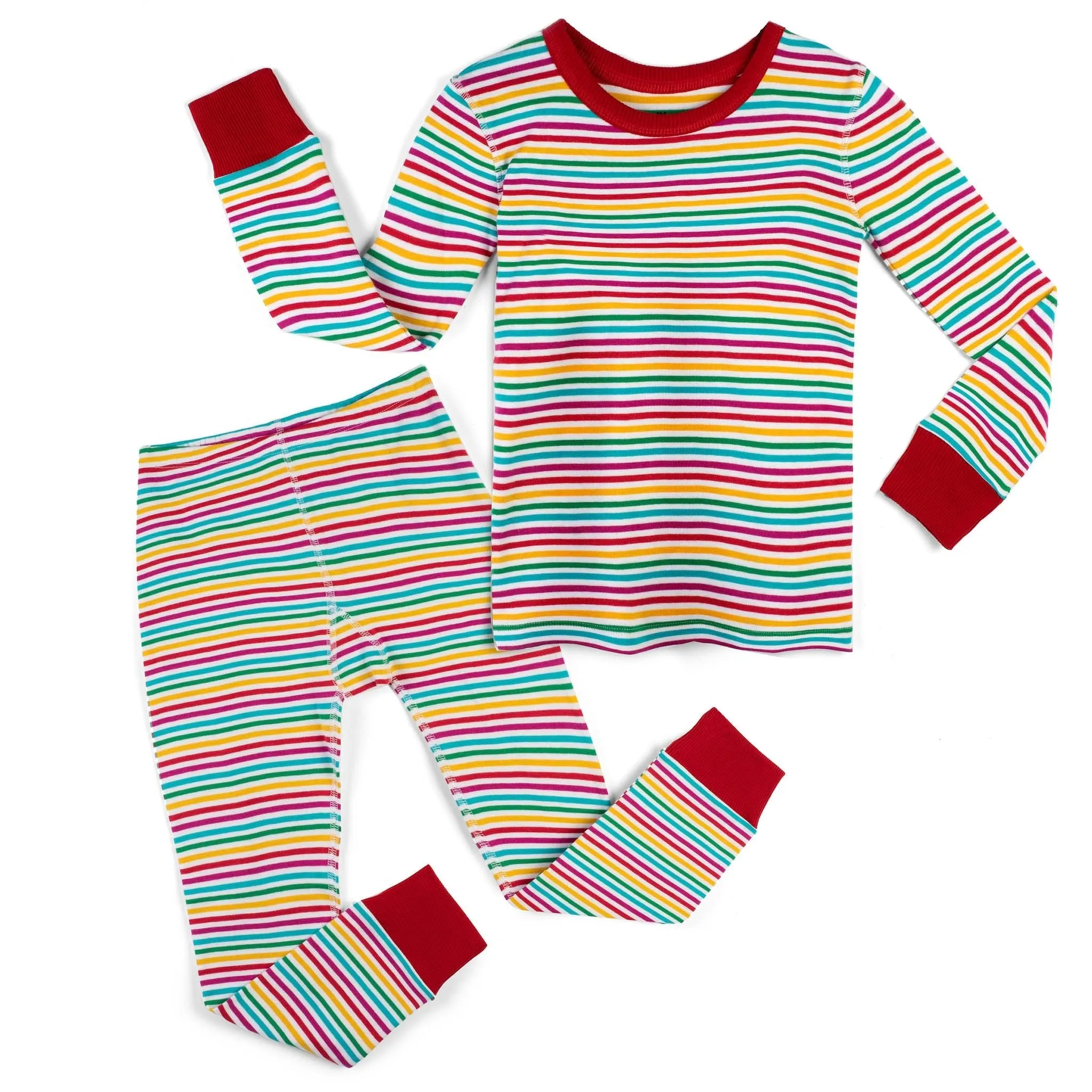 100% Organic Cotton Long Sleeve Pajamas for Kids: Stripes