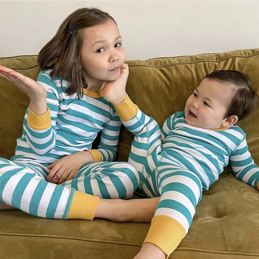 100% Organic Cotton Long Sleeve Pajamas for Kids: Stripes