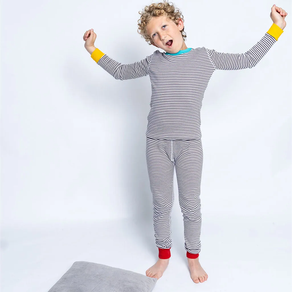 100% Organic Cotton Long Sleeve Pajamas for Kids: Stripes