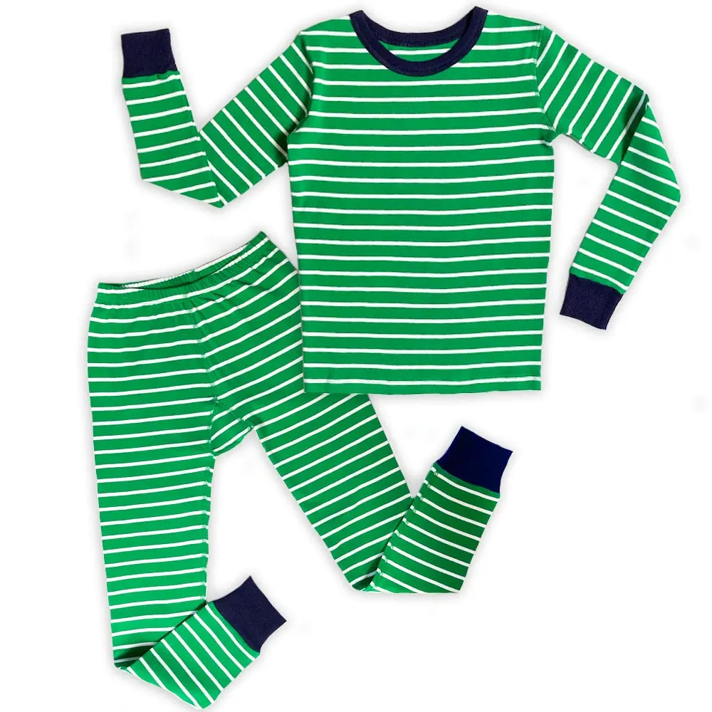 100% Organic Cotton Long Sleeve Pajamas for Kids: Stripes