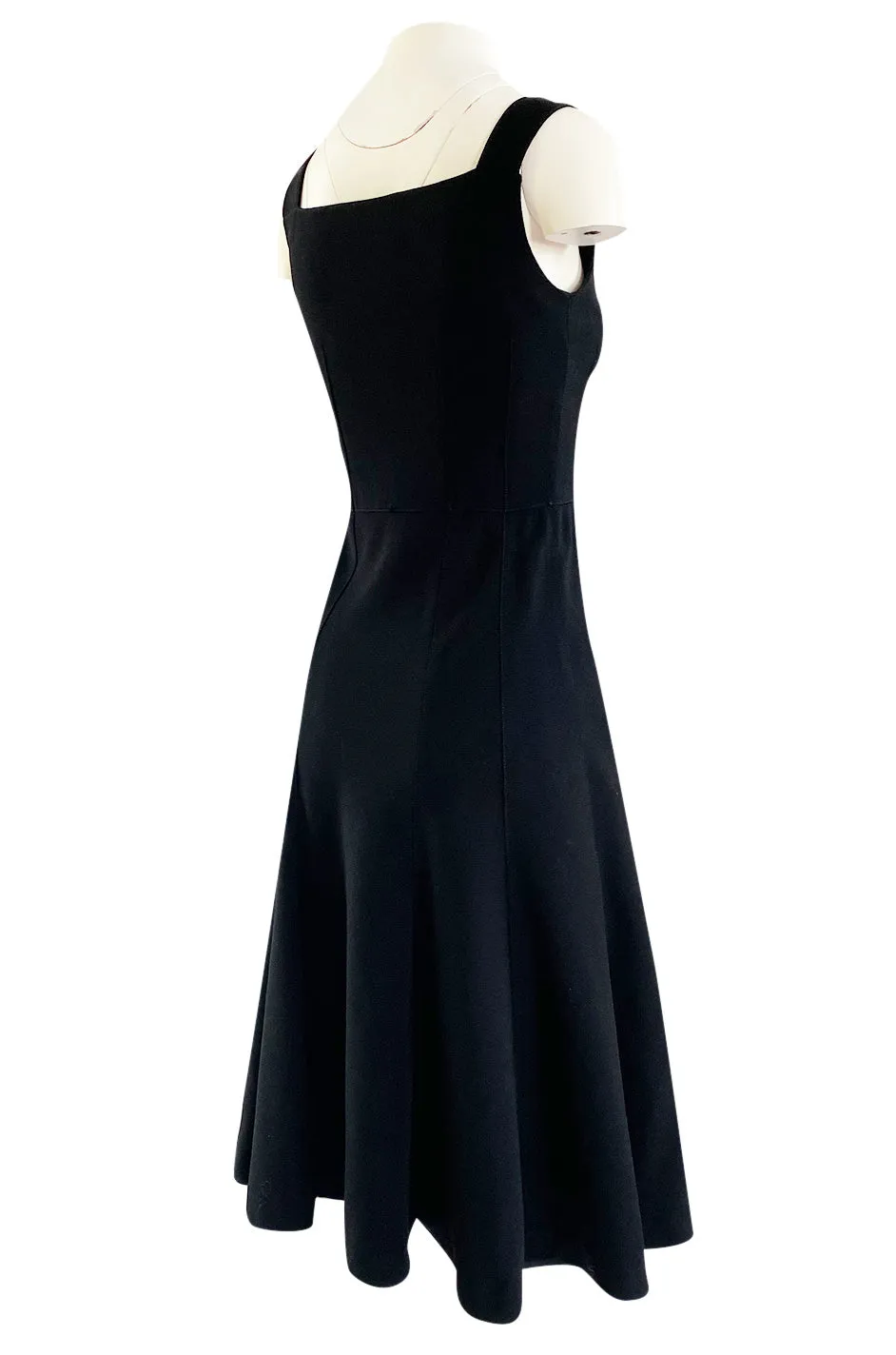 1960s Andre Courreges HyperBole Black Crepe Twirling Skirt Sleeveless Dress