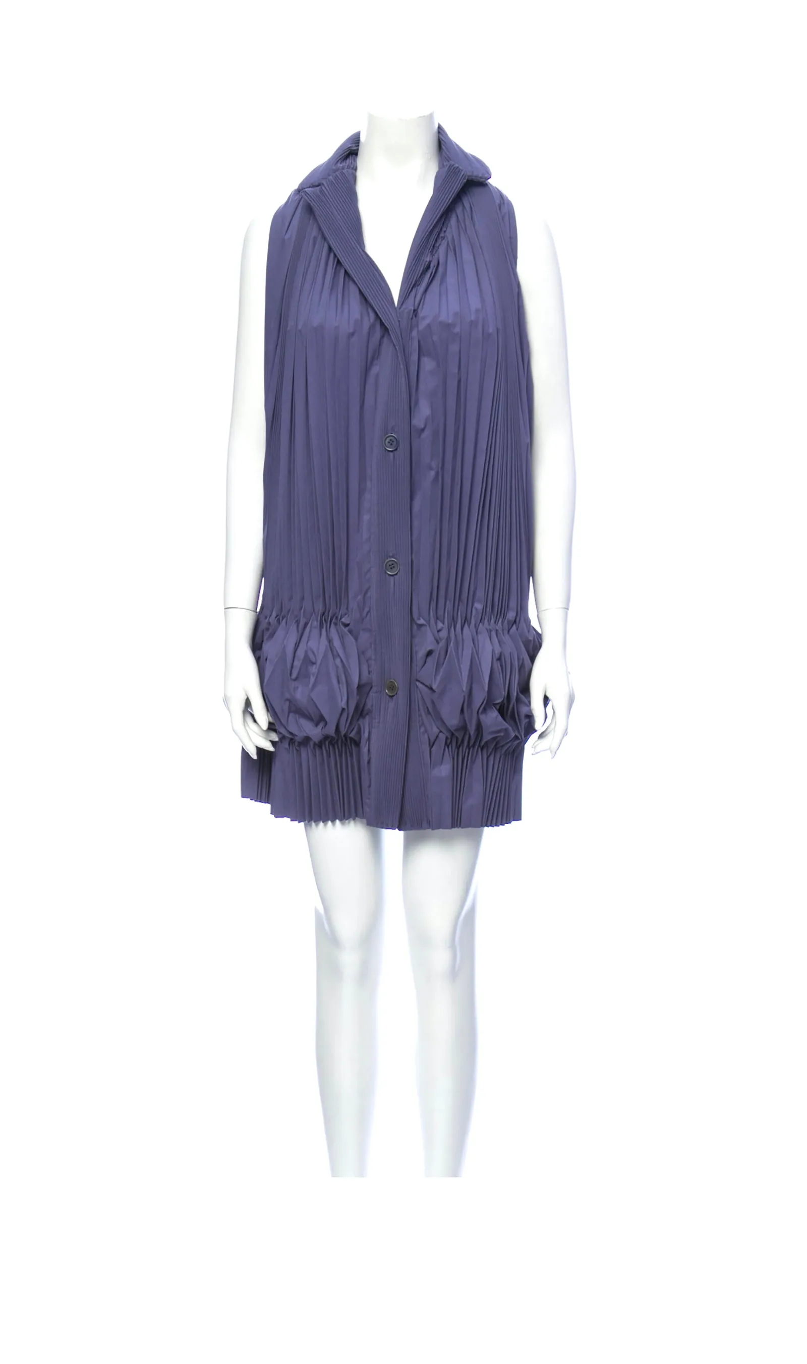 1990s Romeo Gigli Pleated Dress Pockets Square Back 3D