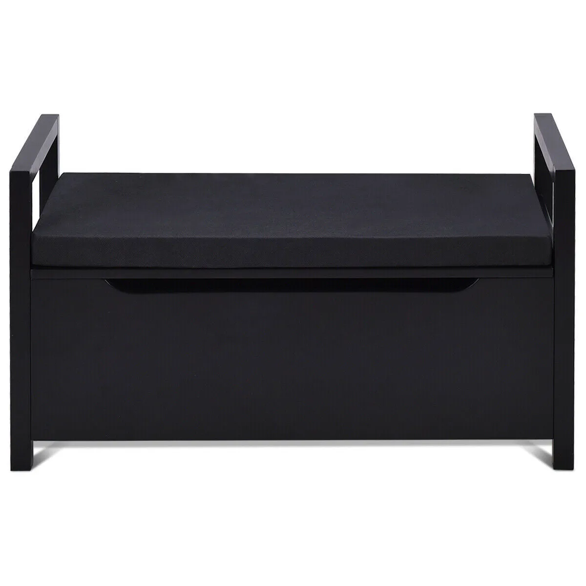 34.5 ×15.5 ×19.5 Inch Shoe Storage Bench with Cushion Seat for Entryway-Black