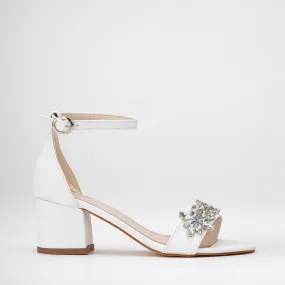 Adeline - White Wedding Shoes with Rhinestones