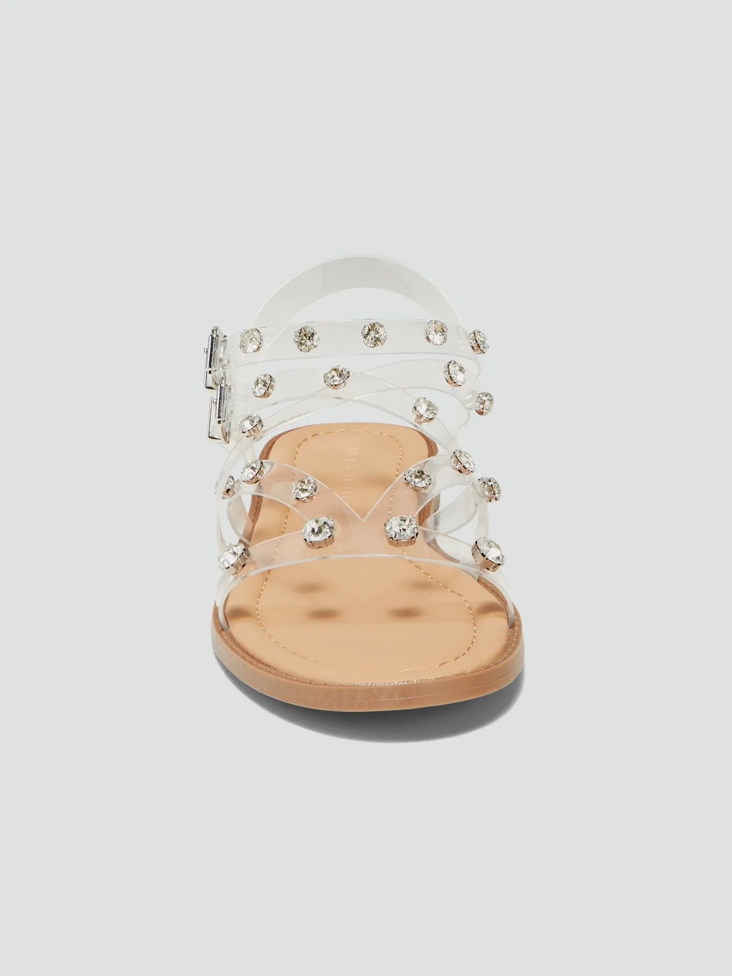 Adira Clear Strappy Sandals with Rhinetones