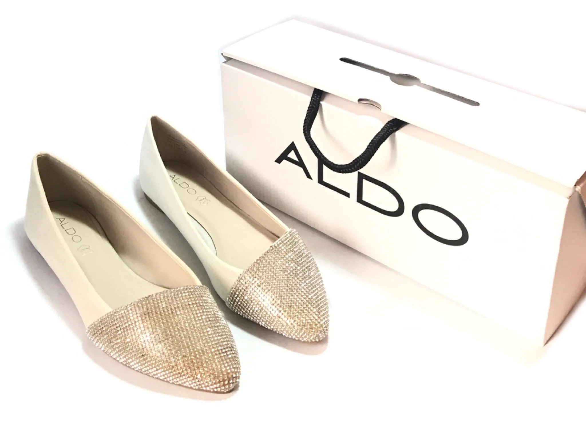 ALDO 'Musigliano' Beige Rhinestone Flats | Like New |