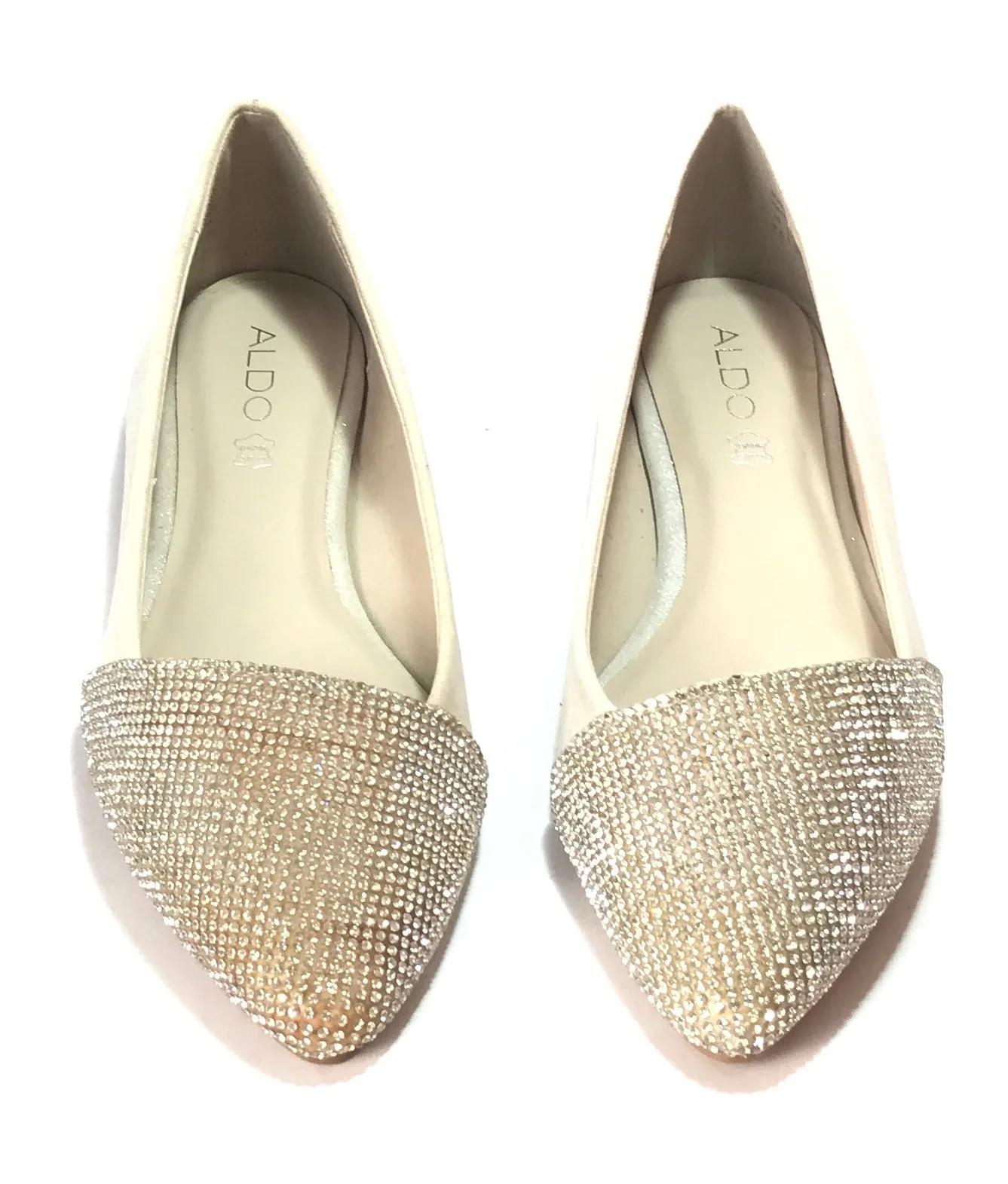 ALDO 'Musigliano' Beige Rhinestone Flats | Like New |