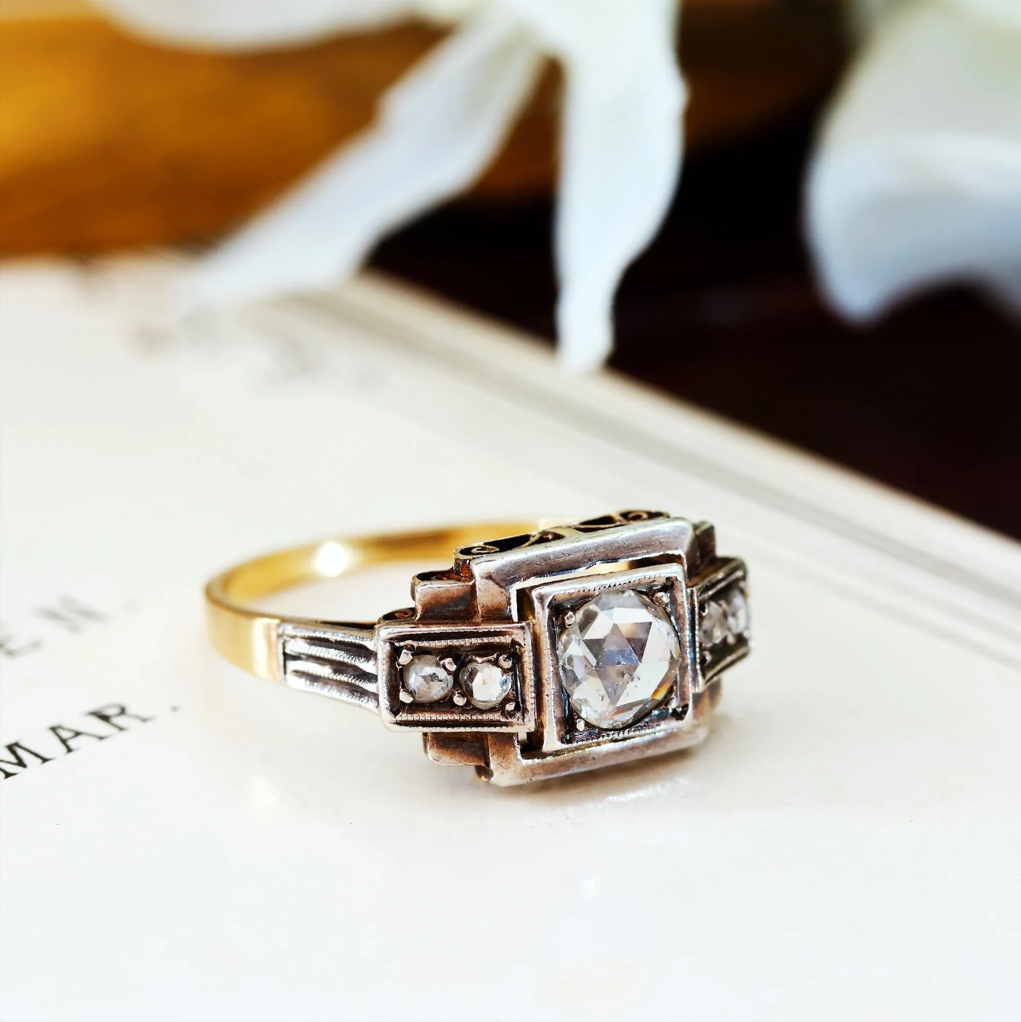 All Original Art Deco Rose Cut Diamond Ring