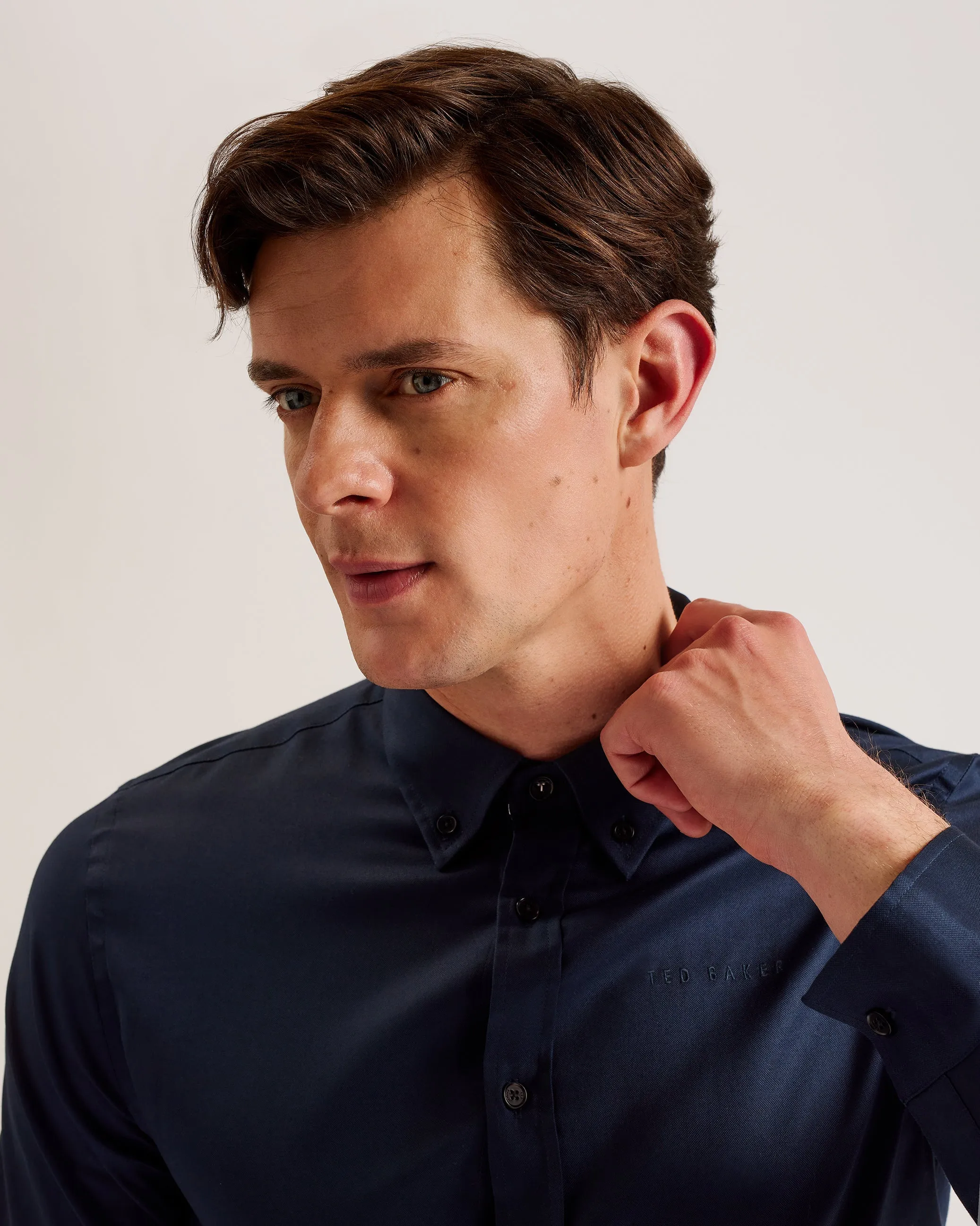 Allarde Ls Regular Branded Oxford Shirt Navy