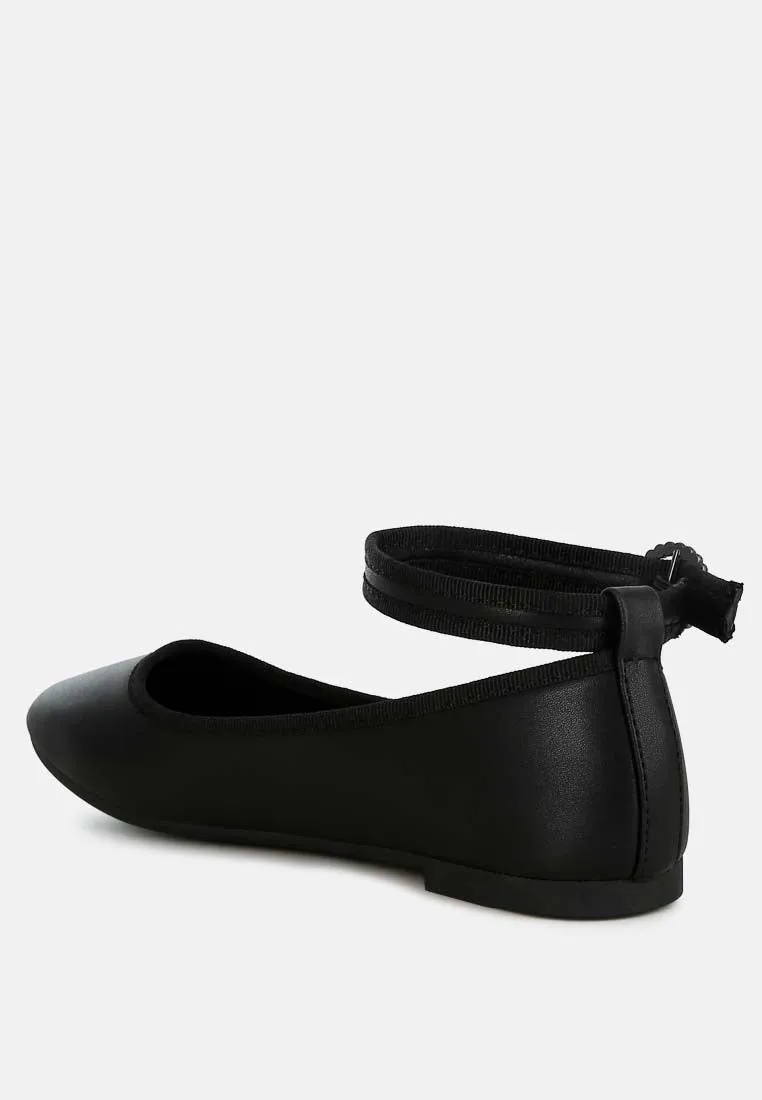 Ankle Strap Detail Ballet Flats By Ruw