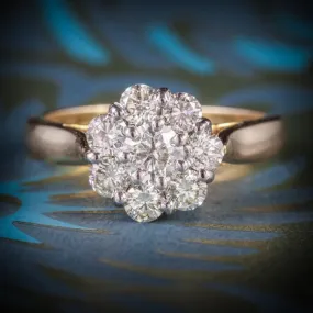 Antique Diamond Cluster Ring 1.40Ct 14Ct Gold