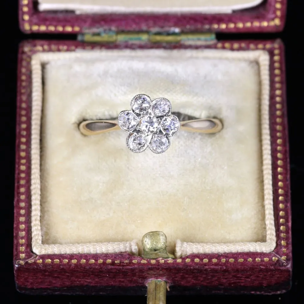 Antique Edwardian Diamond Cluster Ring Engagement Circa 1915