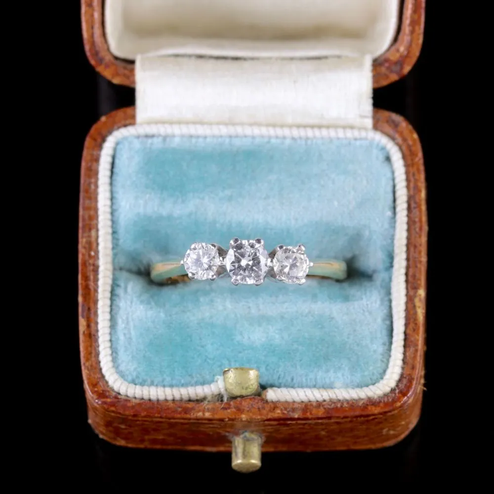 Antique Edwardian Diamond Trilogy Ring 18Ct Gold Circa 1910