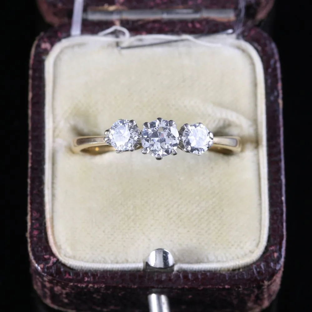 Antique Edwardian Diamond Trilogy Ring 18Ct Platinum Circa 1915