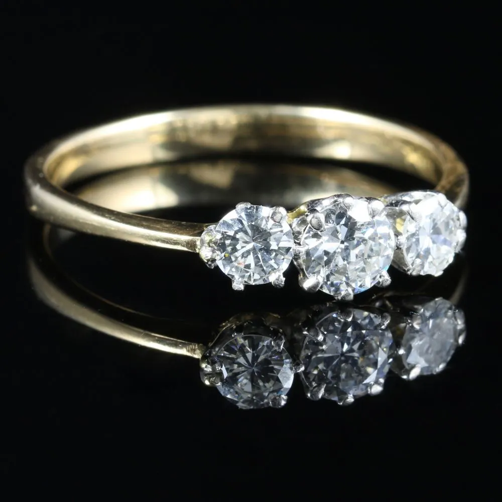 Antique Edwardian Diamond Trilogy Ring 18Ct Platinum Circa 1915