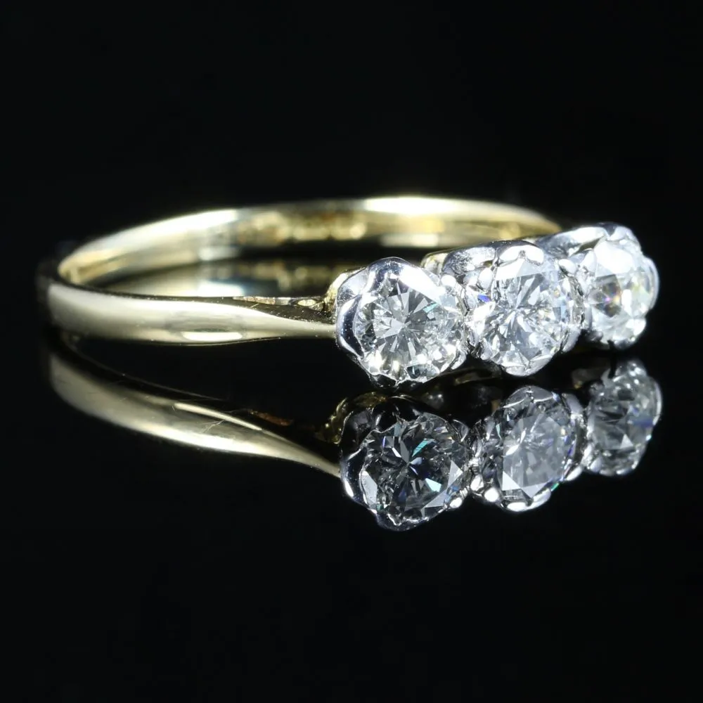 Antique Edwardian Diamond Trilogy Ring Circa 1915 Gold Plat