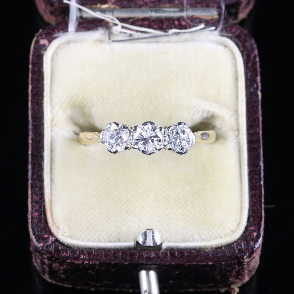 Antique Edwardian Diamond Trilogy Ring Circa 1915 Gold Plat