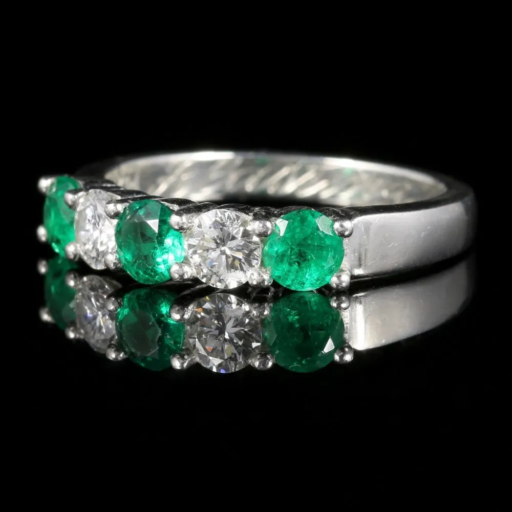 Antique Edwardian Emerald Diamond Ring 18Ct Plat Twist Ring Circa 1915