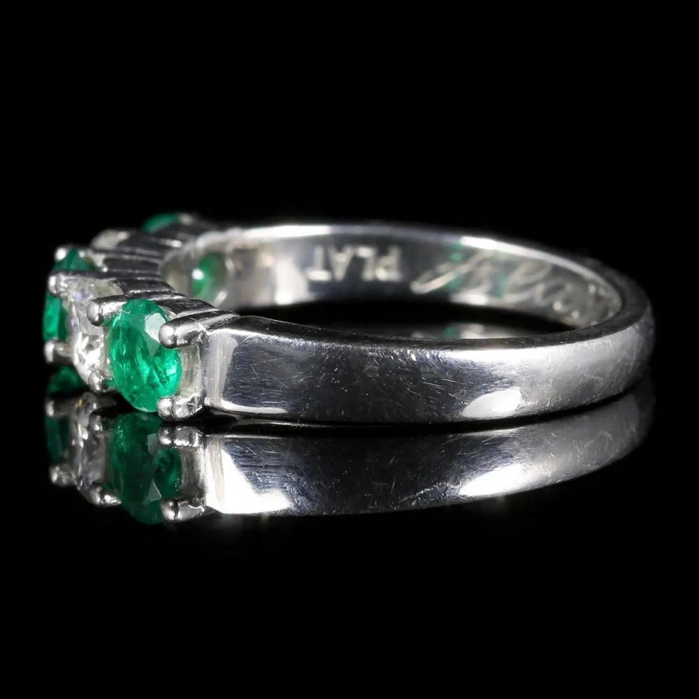 Antique Edwardian Emerald Diamond Ring 18Ct Plat Twist Ring Circa 1915