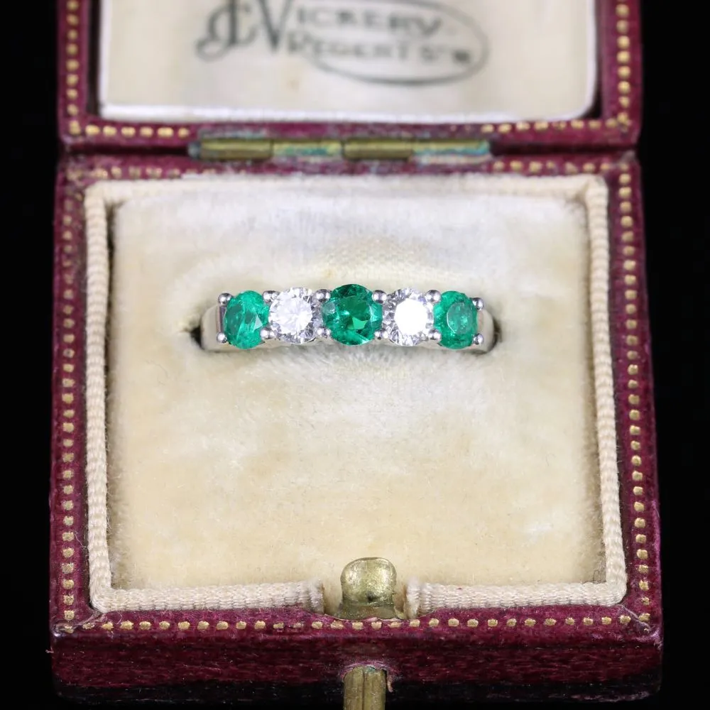 Antique Edwardian Emerald Diamond Ring 18Ct Plat Twist Ring Circa 1915