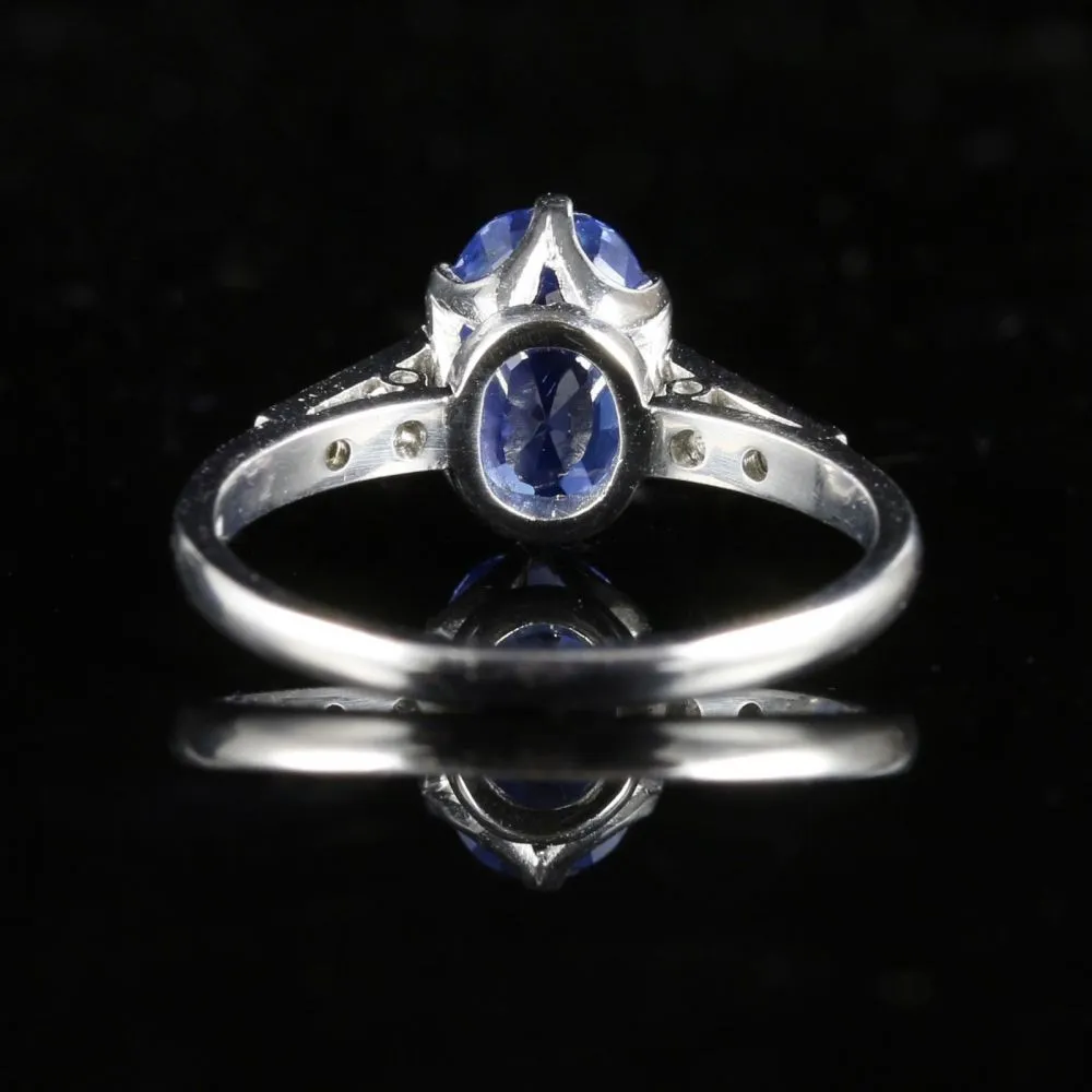 Antique Edwardian Natural Sapphire & Diamond Ring 2.71Ct Sapphire