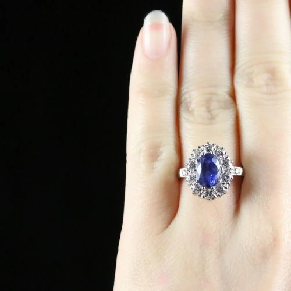 Antique Edwardian Natural Sapphire Diamond Ring Platinum Circa 1910