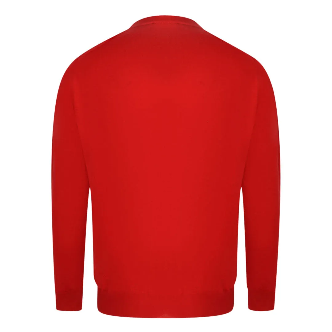 Aquascutum Check A Logo Red V-Neck Jumper