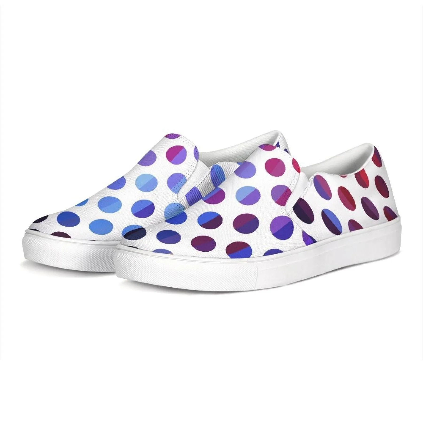 Athletic Sneakers, Low Cut Polka Dot Canvas Slip-On Sports Shoes