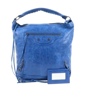 BALENCIAGA Editor's The Day Leather Shoulder Bag Blue 140442