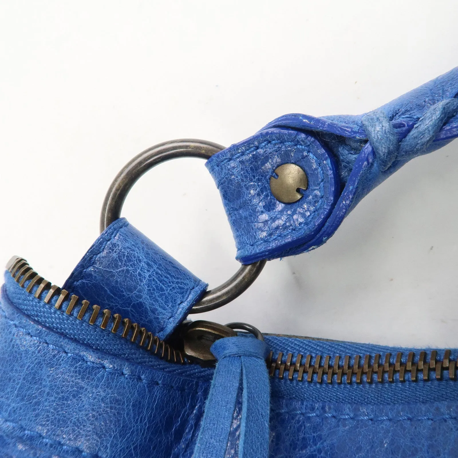 BALENCIAGA Editor's The Day Leather Shoulder Bag Blue 140442