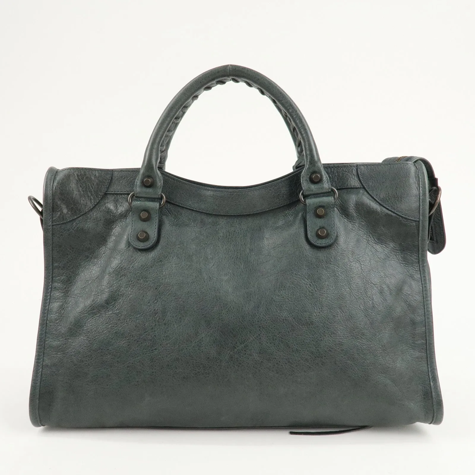 BALENCIAGA The City Leather 2Way Shoulder Bag Gray 115748