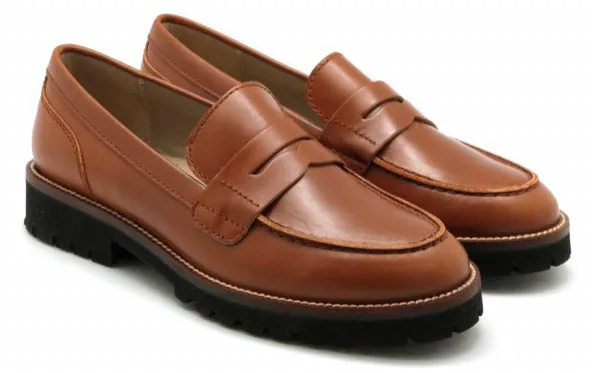 Beberlis Copete Cuero Chunky Tan Slip On Loafers