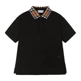 Black Logo Check Polo Shirt