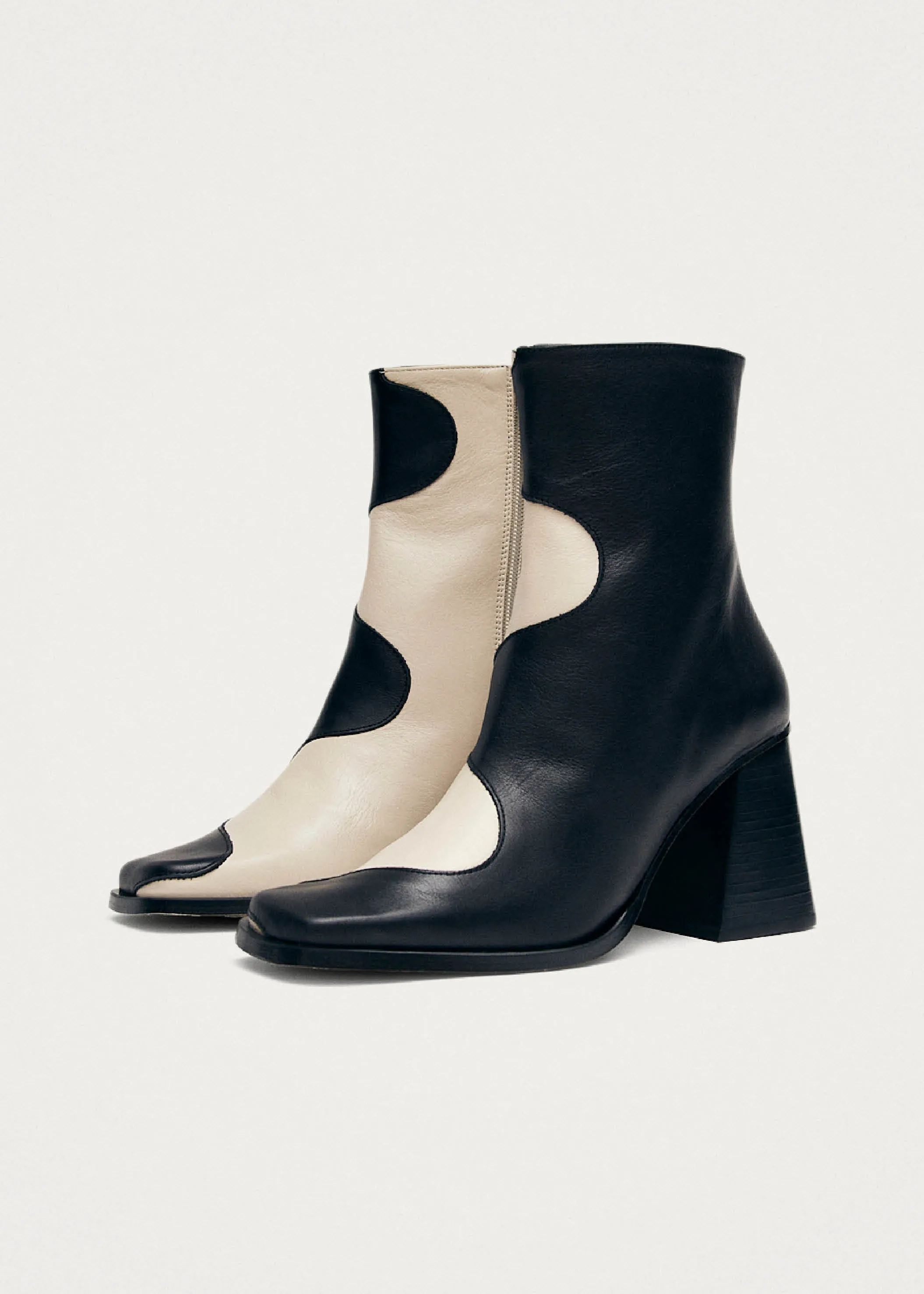 Blair Bicolor Black Cream Ankle Boots