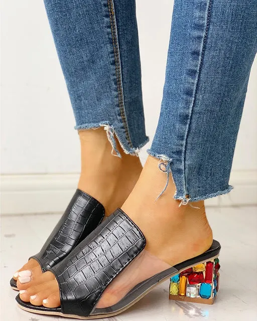 Bohemian Summer Crystal Square Heeled Sandal