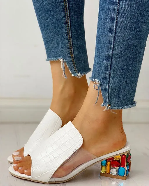 Bohemian Summer Crystal Square Heeled Sandal