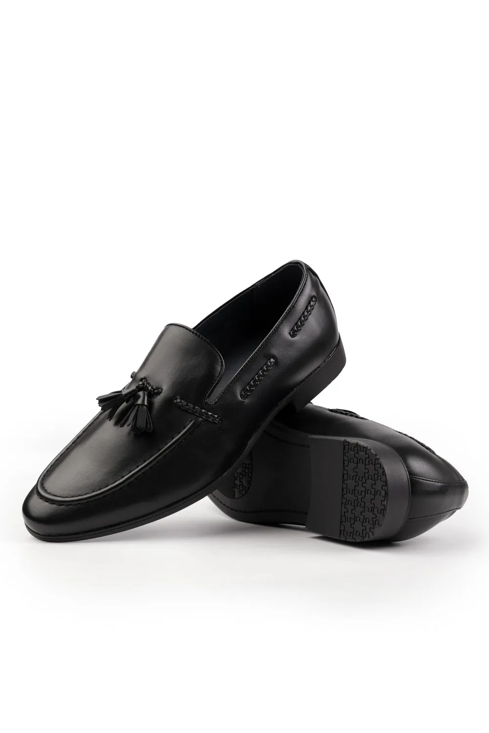 BRADLEY SLIP ON BRAIDED LOAFERS IN BLACK