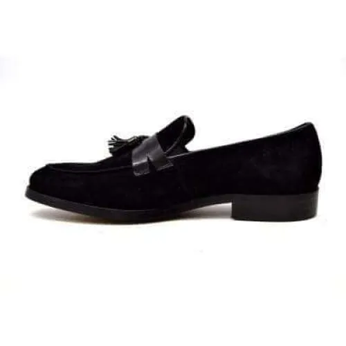 British Walkers Space Men's Black Suede and Leather Sophisticated Crepe Sole Loafers