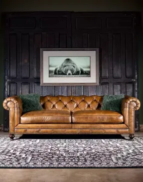 Burnished Leather Chesterfield Sofa