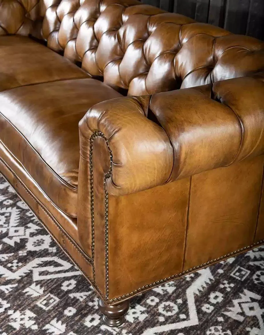 Burnished Leather Chesterfield Sofa