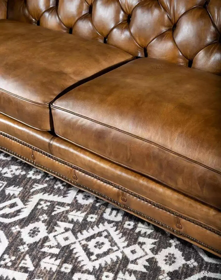 Burnished Leather Chesterfield Sofa