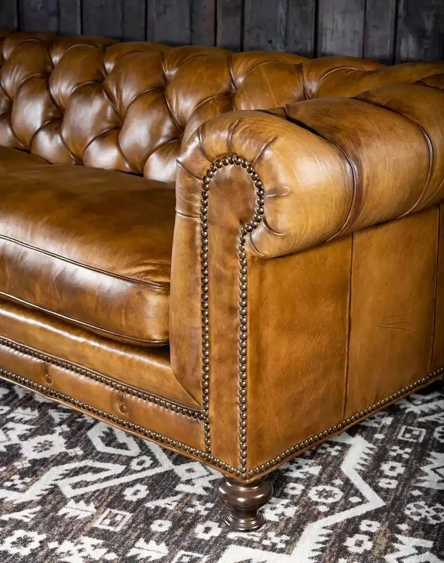 Burnished Leather Chesterfield Sofa