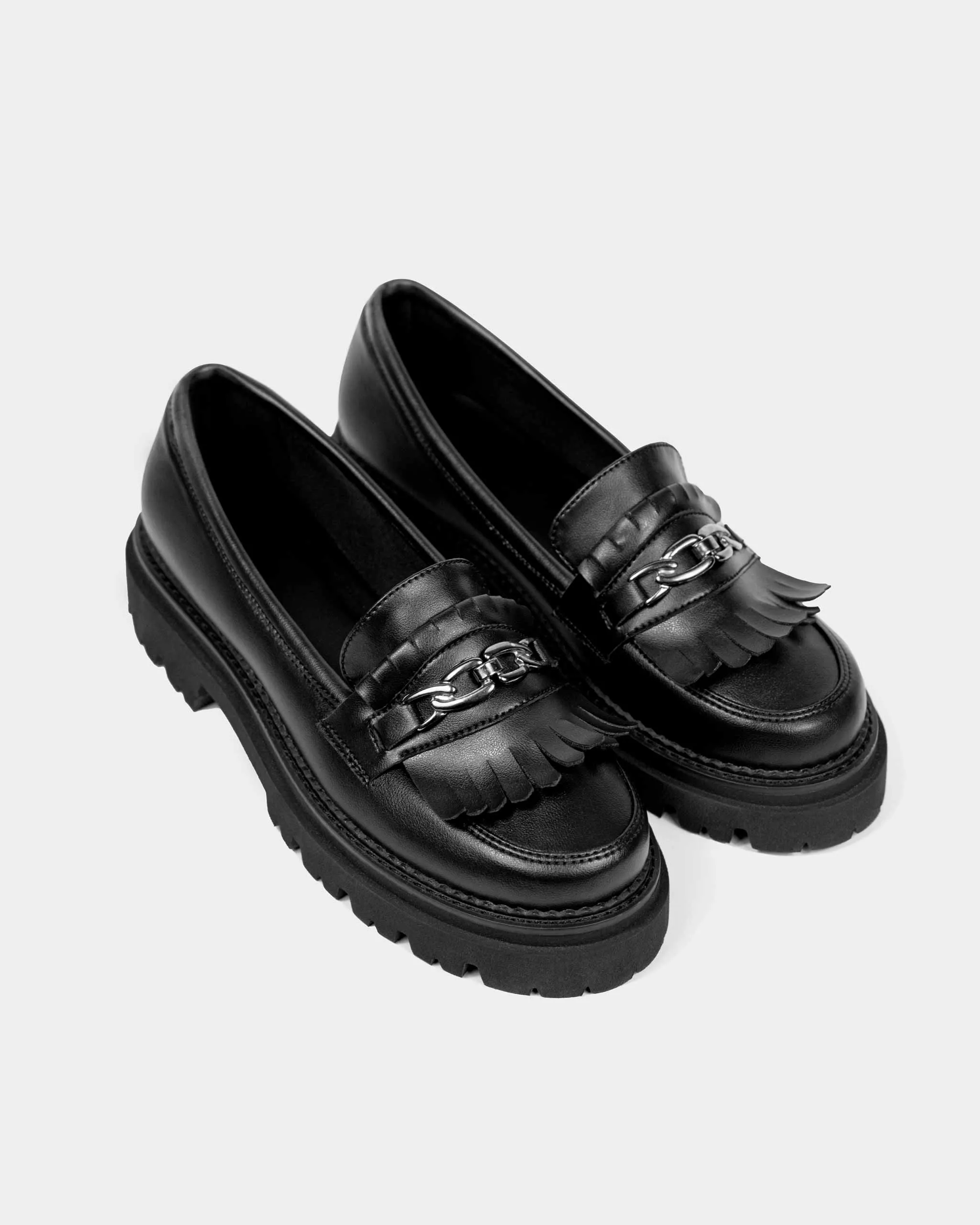 Chunky Loafers Black Grape Leather Loafers