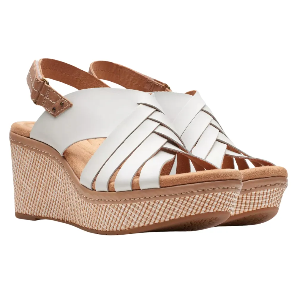 Clarks Elleri Grace White Leather Sandal (Women's)