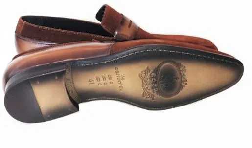 Corrente 4127- printed suede loafer Tan