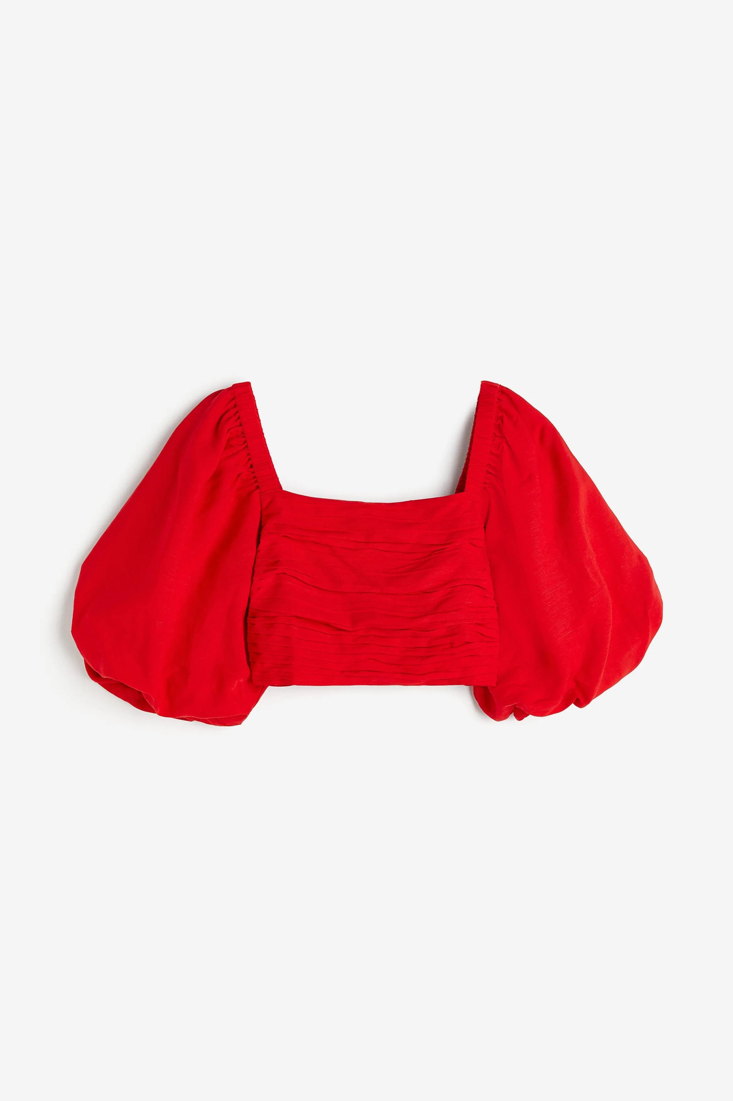 CROP GATHERED BODICE RED TOP